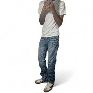 Vintage Big Star Union Straight Light Wash Distressed Jeans with Sick Whiskers